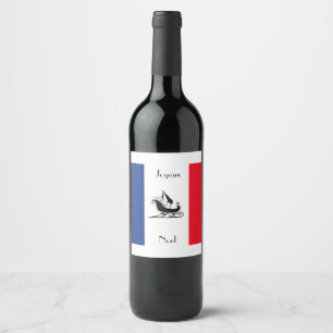 Joyeux Noel French Flag Christmas Wine Label