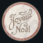 Joyeux Noel French Merry Christmas Envelope Seal<br><div class="desc">Vintage text in dark gold with red and gold border. "Joyeux Noel" means "Merry Christmas" in French. Use for sealing your Christmas cards or placing on chic gifts this holiday season.</div>