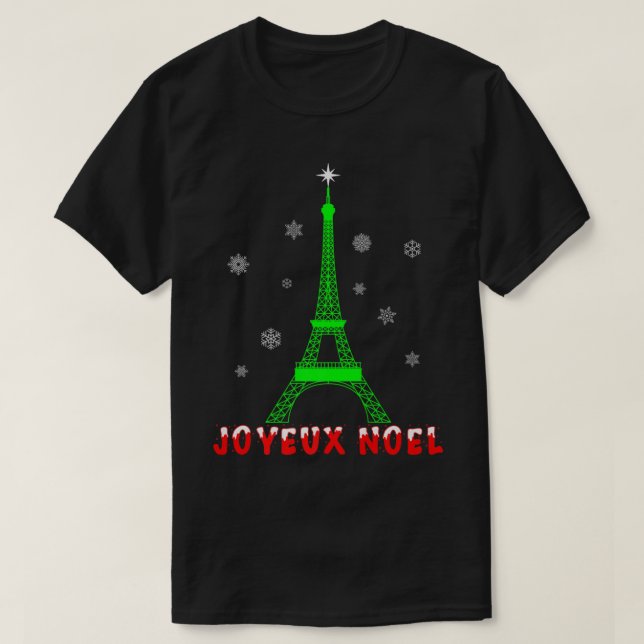 Joyeux Noel French Paris Eiffel Tower Merry Christ T-Shirt (Design Front)