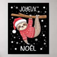 Joyeux Noël French Sloth Hanging Merry Christmas