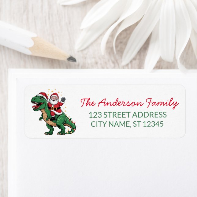 Joyeux Noël Funny Père Noël chevauchant un dinosau (En situation)