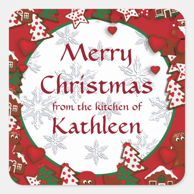 Joyeux Noël Gingerbread Cookie Sticker cadeau (Devant)