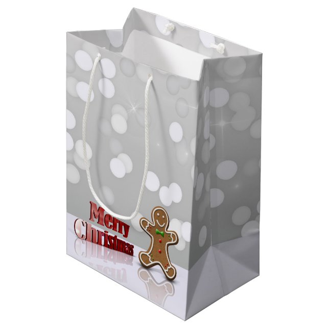 Joyeux Noël Gingerbread Homme Medium Cadeau Sac (Devant Angle)