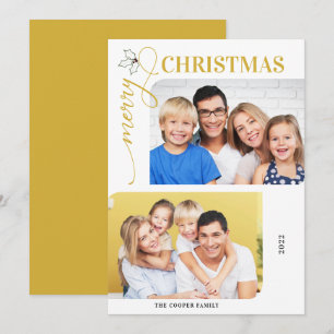 Joyeux Noël Gold Script 2 Photos Carte de vacances