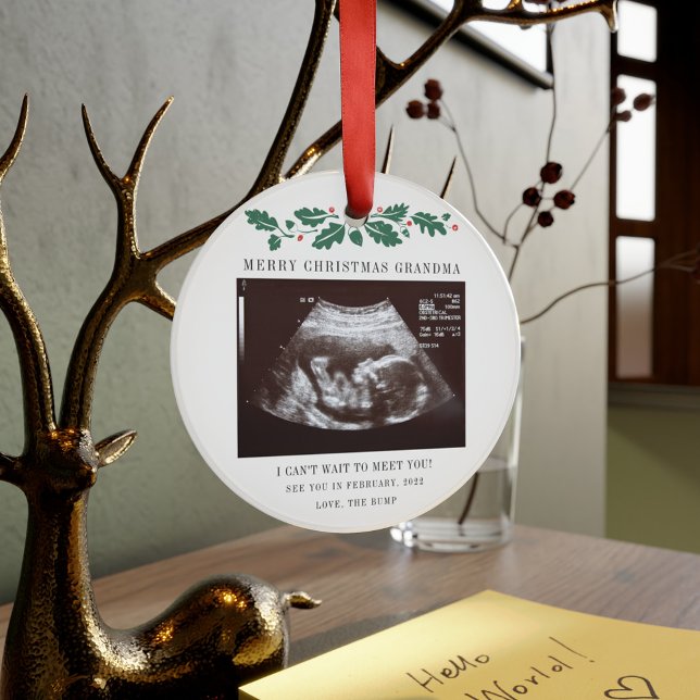 Joyeux Noël Grand-mère Grossesse Ultrasound Photo (Merry Christmas Grandma Custom Sonogram Acrylic Ornament)