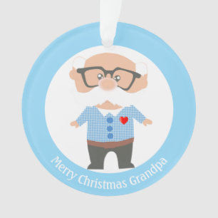 Joyeux Noël Grand-Père sur fond bleu clair et blan