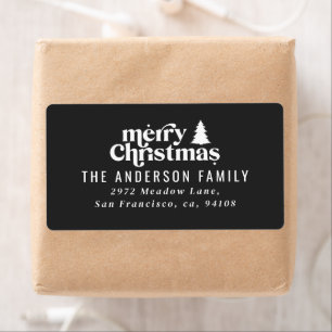 Joyeux Noël graphique arbre rétro noir