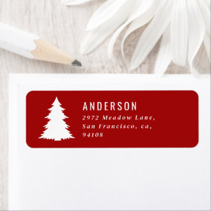 Joyeux Noël graphique arbre rouge rétro Étiquette