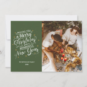 Joyeux Noël Green Family Photo Carte de vacances
