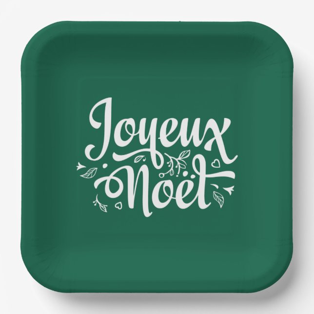 Joyeux Noel Green Paper Plate (Front)