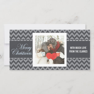 Joyeux Noël Grey Chevron Photo Carte de voeux