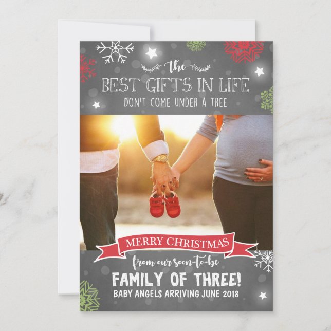 Joyeux Noël grossesse faire-part rustique (Devant)