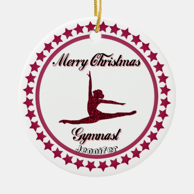 Joyeux Noël Gymnaste Ornement en céramique (Devant)