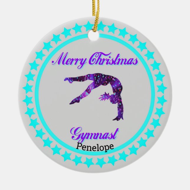 Joyeux Noël Gymnaste Ornement en céramique (Devant)