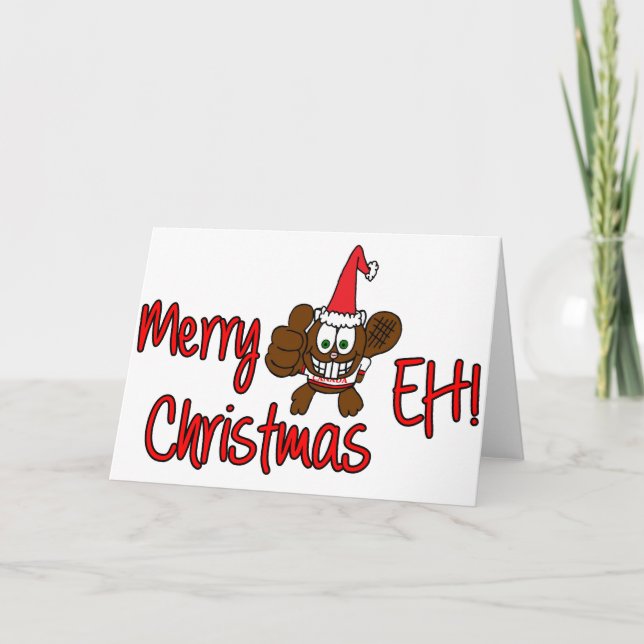 Joyeux Noël hein ! Carte de voeux de castor (Devant)