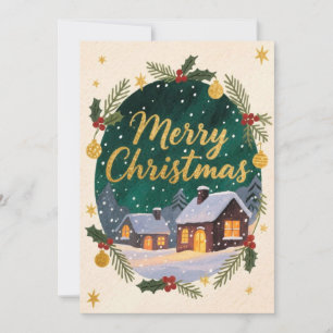 Joyeux Noël hiver Cottage Carte de vacances