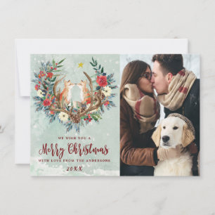 joyeux noël hiver renard de neige carte photo