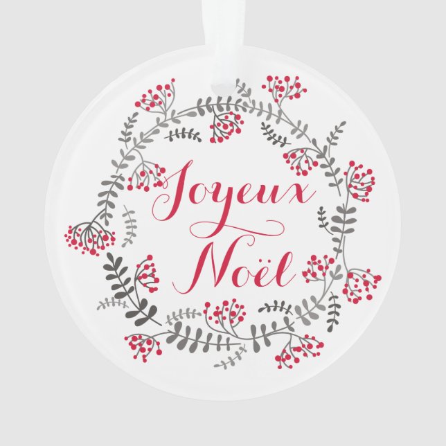 Joyeux Noël Holly Wreath Ornement de Noël (dos)