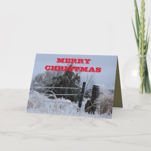 Joyeux Noël Icy Kansas Fence Carte de voeux (Devant)