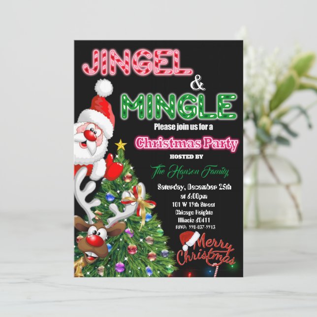 Joyeux Noël Invitation, Jingle & Mingle invitation (Debout devant)