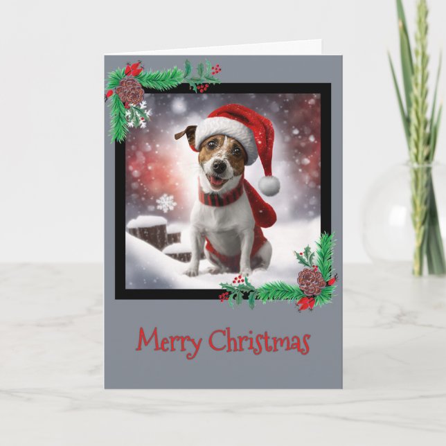 Joyeux Noël Jack Russell Terrier Carte de voeux (Devant)