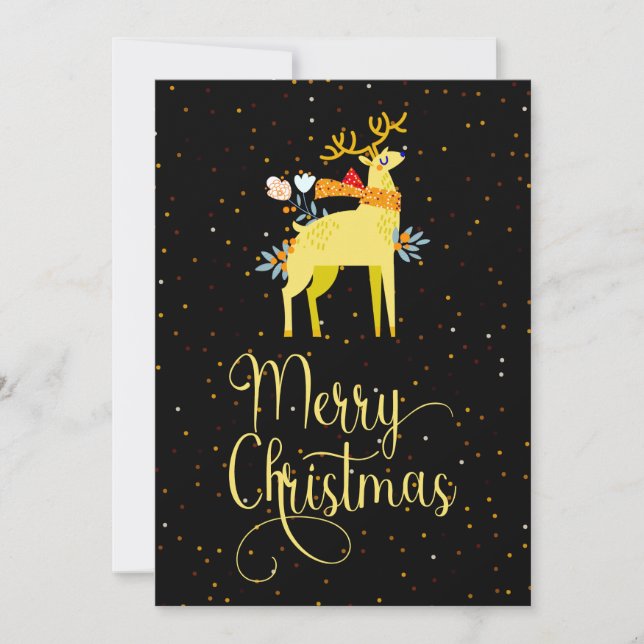 Joyeux Noël Jaune Lune Reindeer Carte de vacances (Devant)