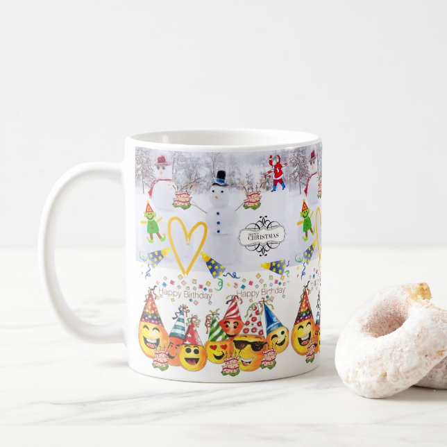 Joyeux Noël Joyeux Anniversaire Mug (Avec donut)