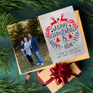 Joyeux Noël Joyeux Joyeux Carte photo de famille