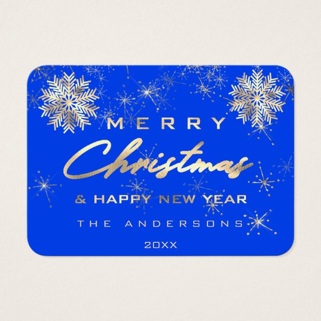 Joyeux Noël Joyeux Nom de vacances Royal Blue Gold (Devant)