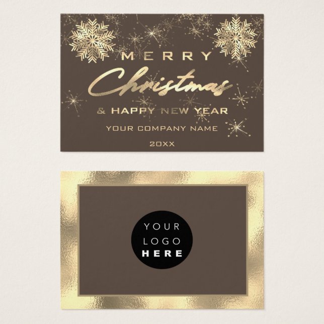 Joyeux Noël Joyeux Nouvel An Carte Gold Favor (Devant & derrière)