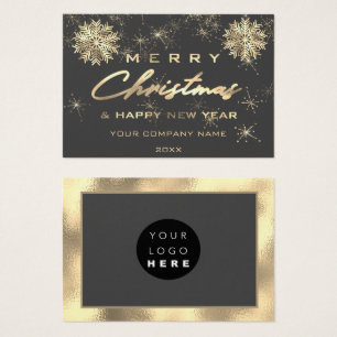Joyeux Noël Joyeux Nouvel An Gold Grey Card Logo