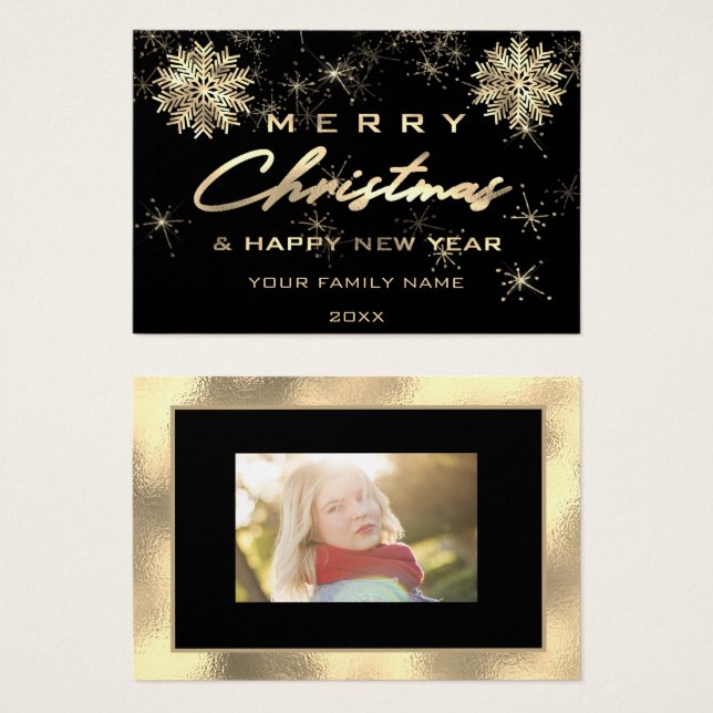 Joyeux Noël Joyeux Nouvel An Insérer une carte pho (Devant & derrière)