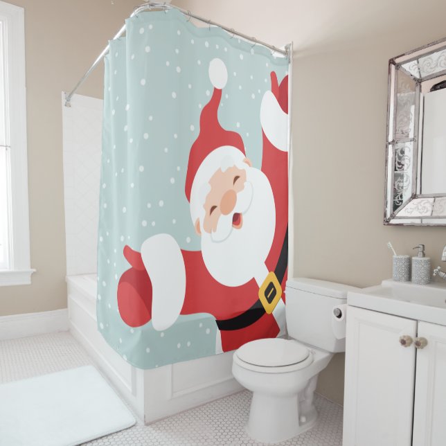 Joyeux Noël joyeux Père Noël | Rideau de douche (En situation)