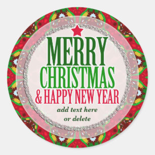 Joyeux Noël Joyeux Sticker rond du Nouvel An
