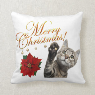 Joyeux Noël Kitty Chat Coussin