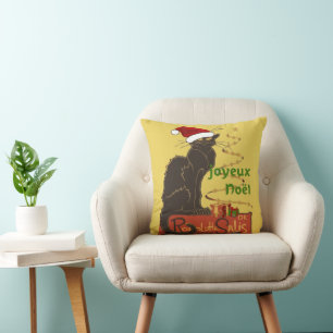 Joyeux Noel Le Chat Noir Christmas Spoof  Throw Pillow