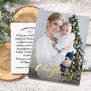 Joyeux Noël Lettre Vacances Verticales Photo Or