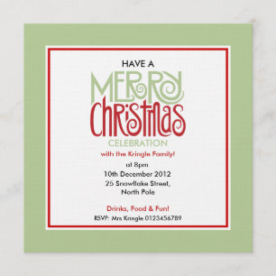 Joyeux Noël margarita Carré vert Invitation