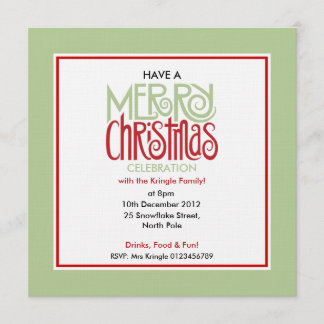 Joyeux Noël margarita Carré vert Invitation