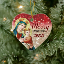 Joyeux Noël| Marie vierge| Ornement céramique