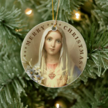 Joyeux Noël | Marie vierge | Ornement en céramique
