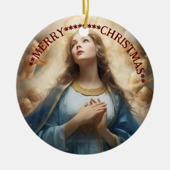 Joyeux Noël | Marie vierge | Ornement en céramique (Devant)