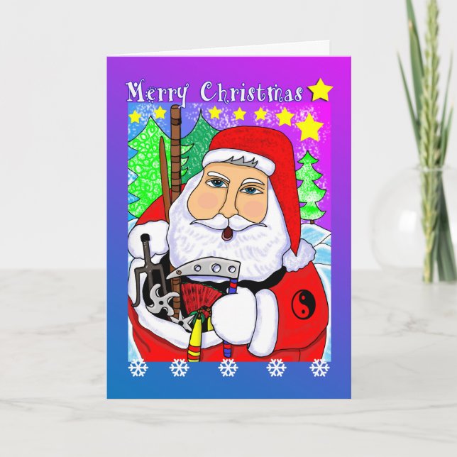 Joyeux Noël Martial Arts Père Noël Carte de voeux (Devant)