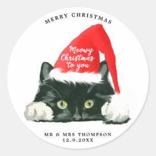 joyeux noël meowy autocollant de chat de noël