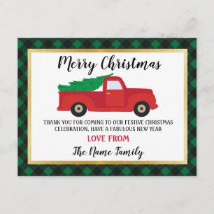 Joyeux Noël Merci Cartes Fêtes Camion Rouge