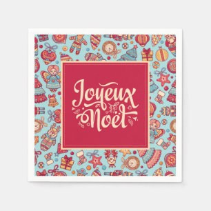 Joyeux Noel Merry Christmas french pattern Napkin