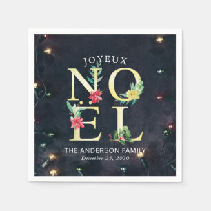 Joyeux Noel Merry Christmas Happy New Year Wishes Napkin
