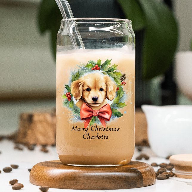 Joyeux Noël mignon Aquarelle Chien Chien Chien Nom (Créateur téléchargé)
