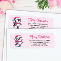 Joyeux Noël mignon Patinage sur glace Pingouin ros