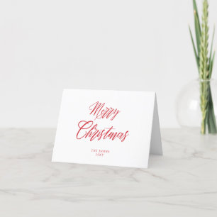 Joyeux Noël minimaliste rouge Script carte de vaca